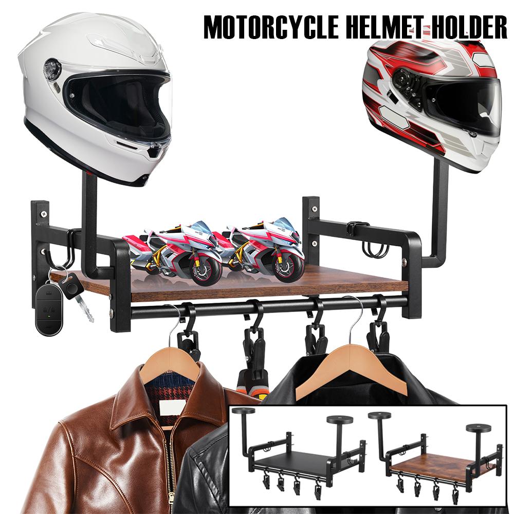 Motorcycle Gear Wall Mount - Helmet Holder Wooden Wall Mount Motorcycle