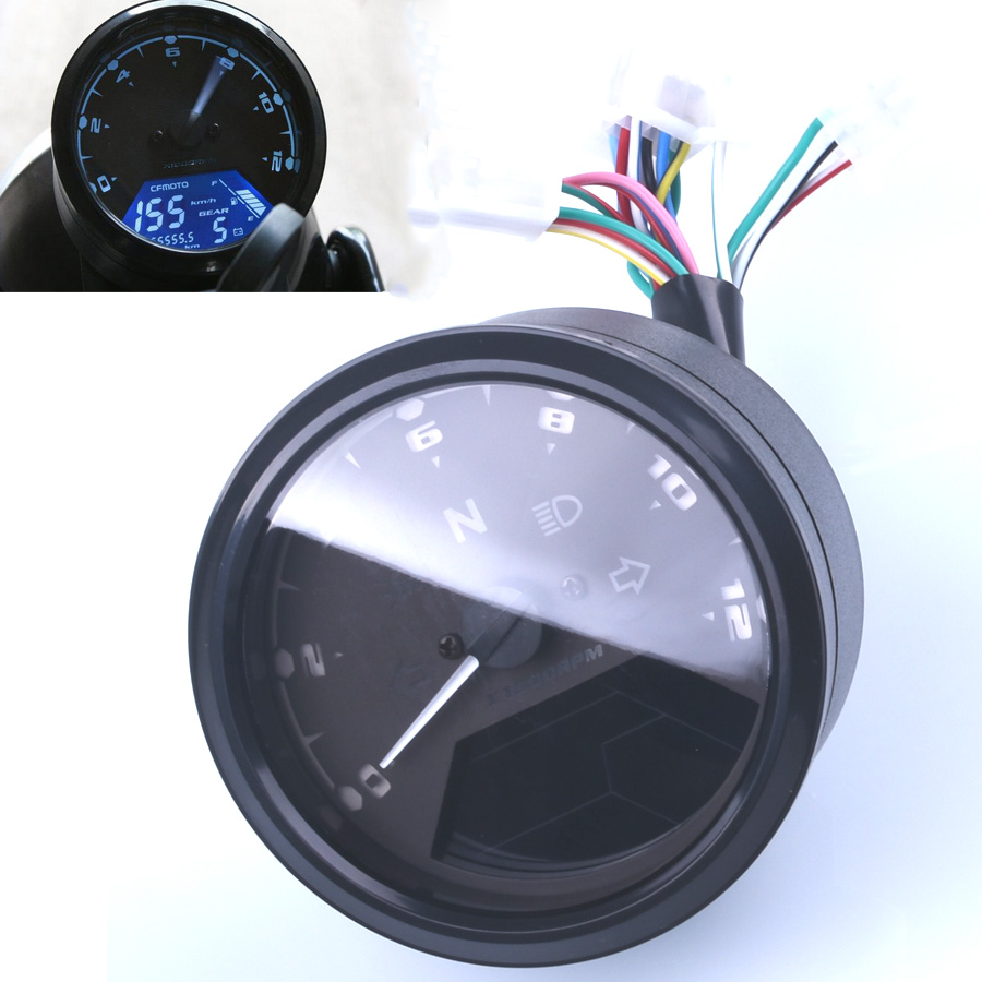 Motorcycle Gear Auto - 12000 RMP kmh/mph Universal LCD Digital