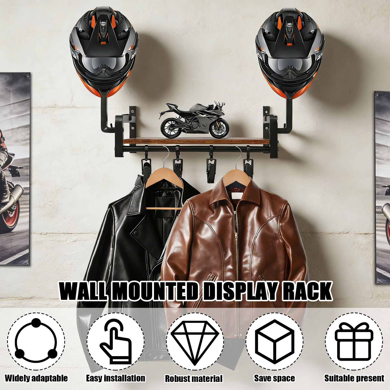 Helmet Holder Wooden Wall Moun - Motorcycle Gear Wall Mount avis et prix