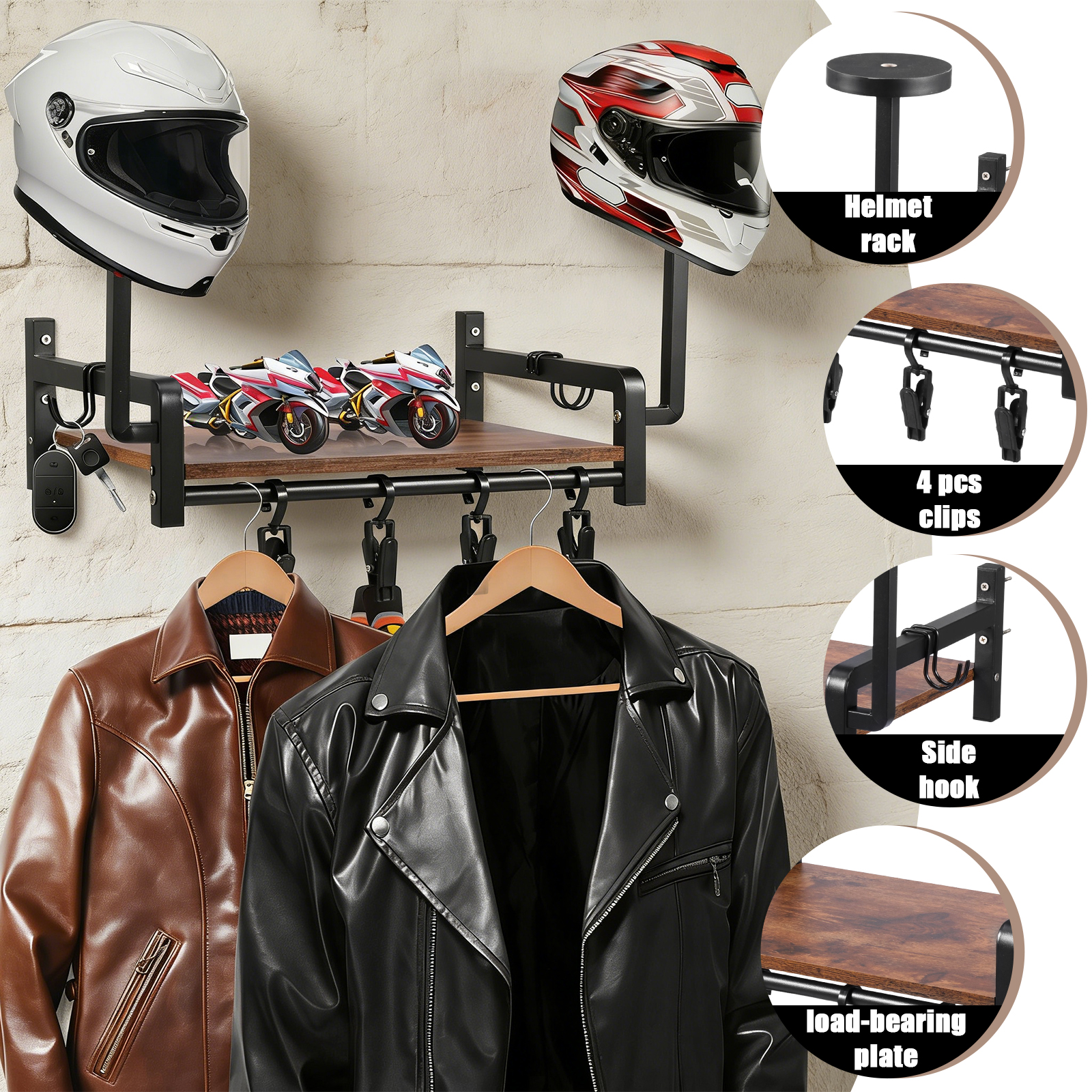 Helmet Holder Wooden Wall Moun - Motorcycle Gear Wall Mount avis et prix
